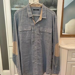 7 diamonds mens XL dress shirt with suede elbow patches